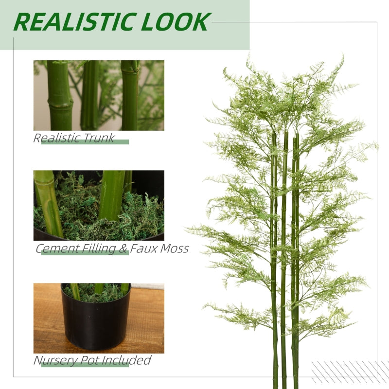 HOMCOM Decorative Artificial Plants Asparagus Fern Tree in Pot Fake Plants for Home Indoor Outdoor Decor, 155cm