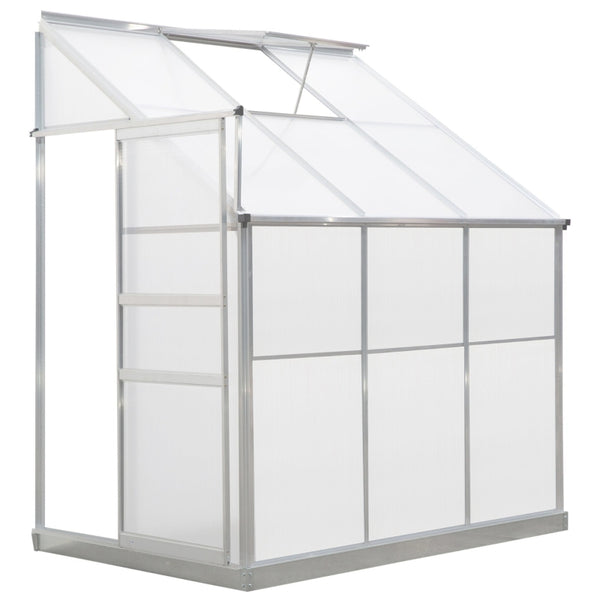 Outsunny Walk-In Greenhouse Lean to  Wall Greenhouse Garden Heavy Duty Aluminium Polycarbonate with Roof Vent for Plants, 6 x 4 ft