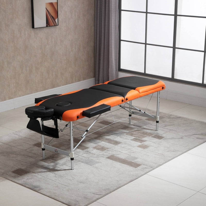 HOMCOM Foldable Massage Table Professional Salon SPA Facial Couch Bed Black and Orange