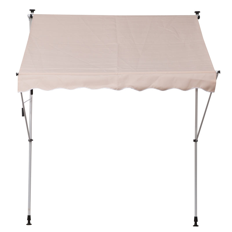 Outsunny 2x1.5m Garden Patio Manual Awning Canopy Sun Shade Shelter Adjustable Aluminium Frame Awning Beige