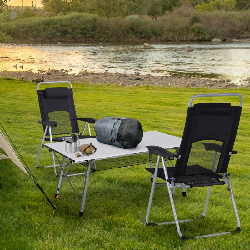 Outsunny 3 Piece Folding Camping Table and Chairs Set, Backpacking Chairs with Portable Table