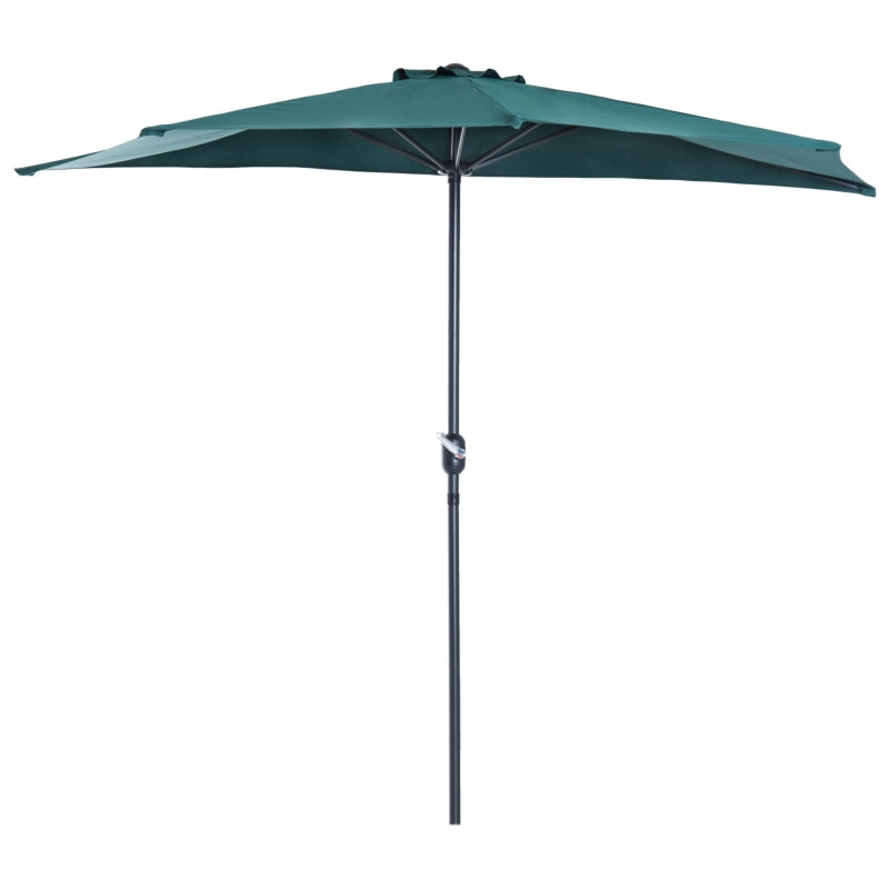 Outsunny 2.7m Balcony Half Parasol 5 Steel Ribs Construction Garden Outdoor Umbrella Green