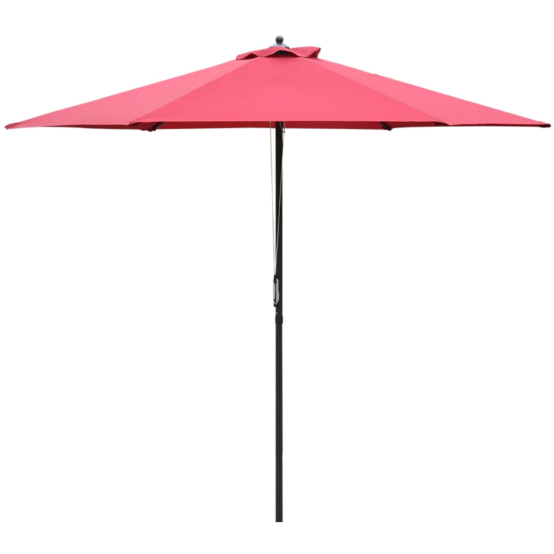 Outsunny 2.8m Patio Parasols Umbrellas Outdoor 6 Ribs Sunshade Canopy Manual Push Garden Backyard Furniture, Wine Red