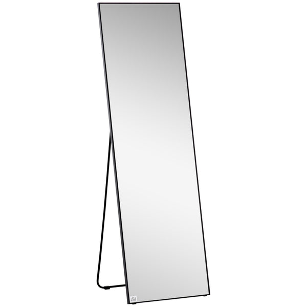 HOMCOM Full Length Dressing Mirror, Floor Standing or Wall Hanging, Aluminum Alloy Framed Full Body Mirror for Bedroom, Living Room, Black