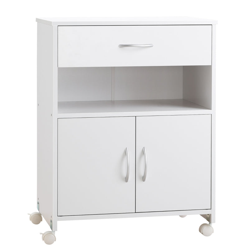 Vinsetto Printer Stand Mobile Printer Cabinet with Storage, Open Shelf, Drawer for Home, Office, White