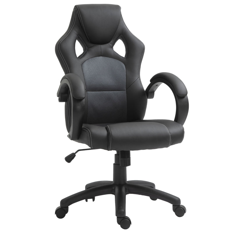 Vinsetto High-Back Office Chair Faux Leather Swivel Computer Desk Chair for Home Office with Wheels Armrests Black