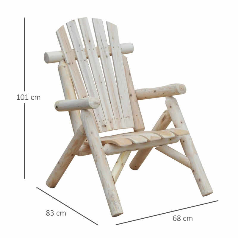 Outsunny Outdoor Lounge Chairs, Fir Wood Adirondack Outdoor Patio Lawn Deck Furniture Lounge Chair, Natural Wood