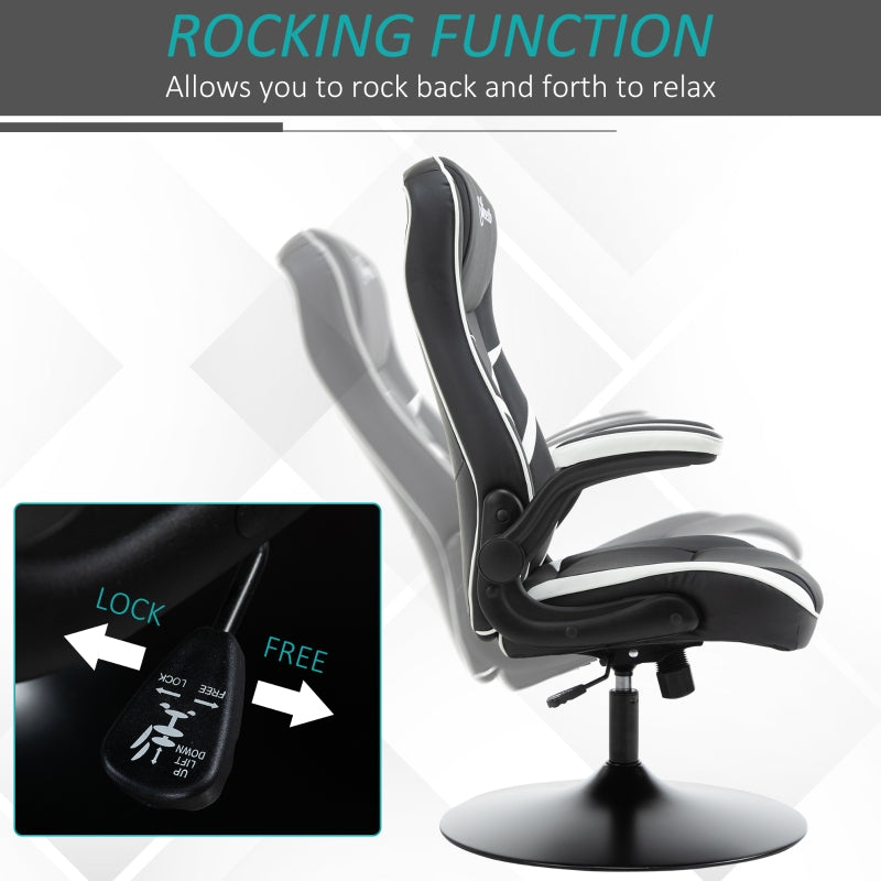 Vinsetto Gaming Chair Ergonomic Computer Chair with Adjustable Height Pedestal Base, Home Office Desk Chair PVC Leather Black and White