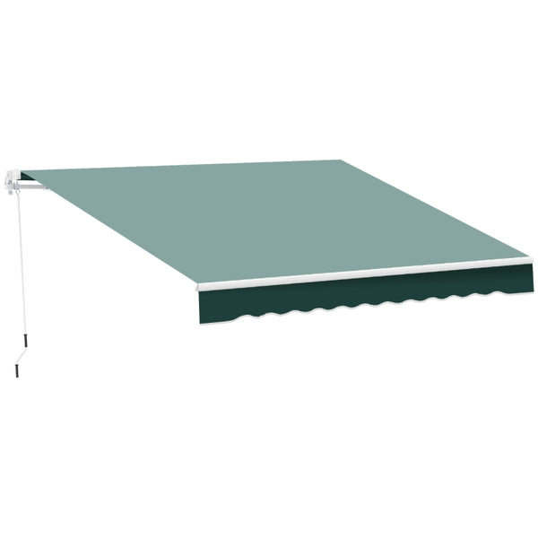 Outsunny 2.5m x 2m Garden Patio Manual Awning Canopy Sun Shade Shelter Retractable with Winding Handle Green