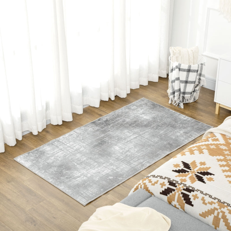 HOMCOM Grey Rug, Modern Abstract Area Rugs, Decorative Carpet for Living Room, Bedroom, Dining Room, 150 x 80cm