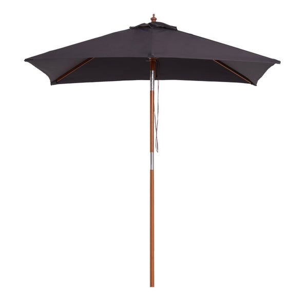 Outsunny 2m x 1.5m Tilt Mechanism Bamboo Wooden Frame Parasol Deep Grey