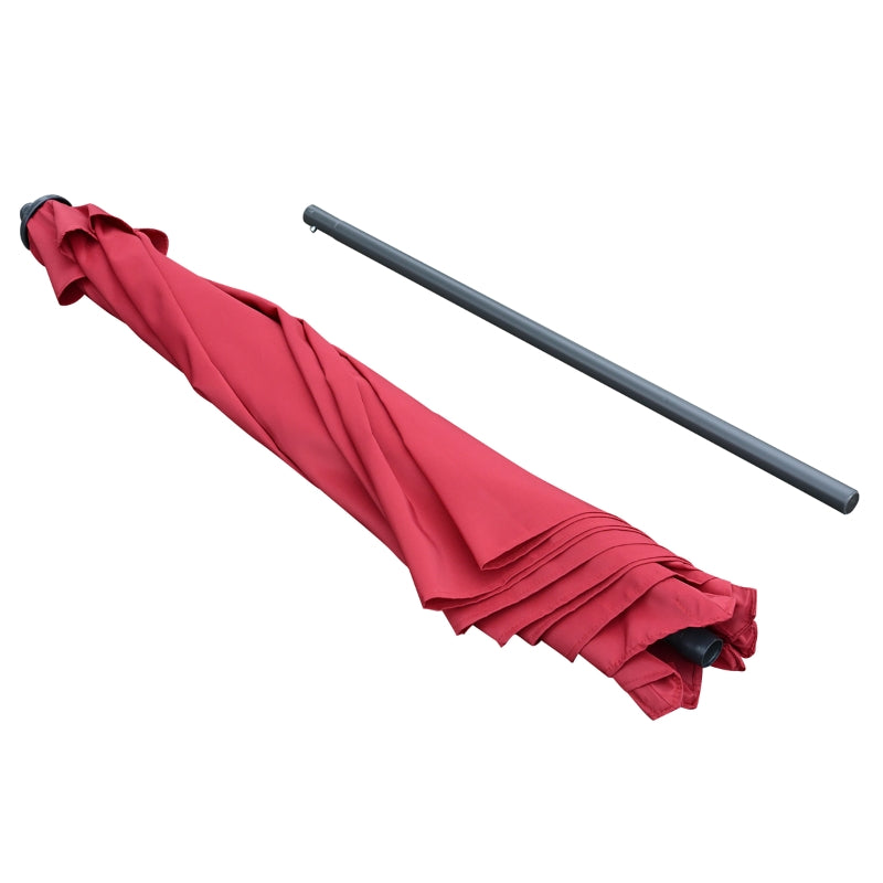 Outsunny 2.8m Patio Parasols Umbrellas Outdoor 6 Ribs Sunshade Canopy Manual Push Garden Backyard Furniture, Wine Red