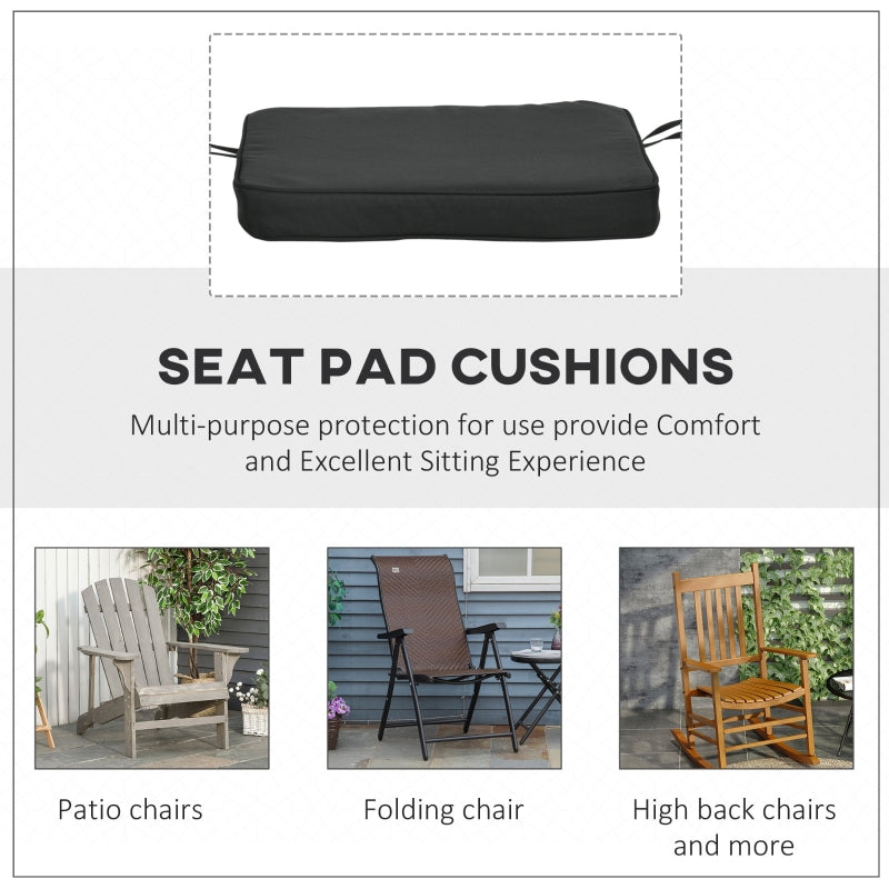 Outsunny Set of 6 Chair Cushion Seat Pads Dining Chair w/ Straps Indoor Outdoor Removable Tie On Garden Patio Black