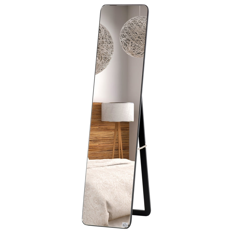 HOMCOM Full Length Mirror, Free Standing or Wall Hanging, Tall Full Body Mirror for Bedroom, Hallway, Black