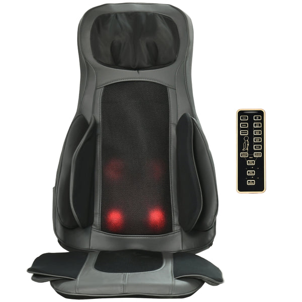 HOMCOM Shiatsu Back Massagers for Neck, Massage Chair with Deep Tissue Kneading, Compress, Heating and Remote, Massage Cushion with Vibrating Points