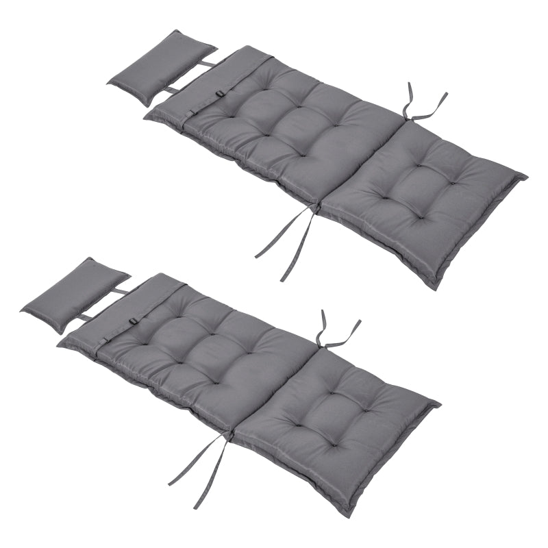 Outsunny Set of 2 Outdoor Chair Cushions, High Back Padded Patio Chair with Pillow for Indoor and Outdoor Use,20L x 50W x 9D cm Dark Grey