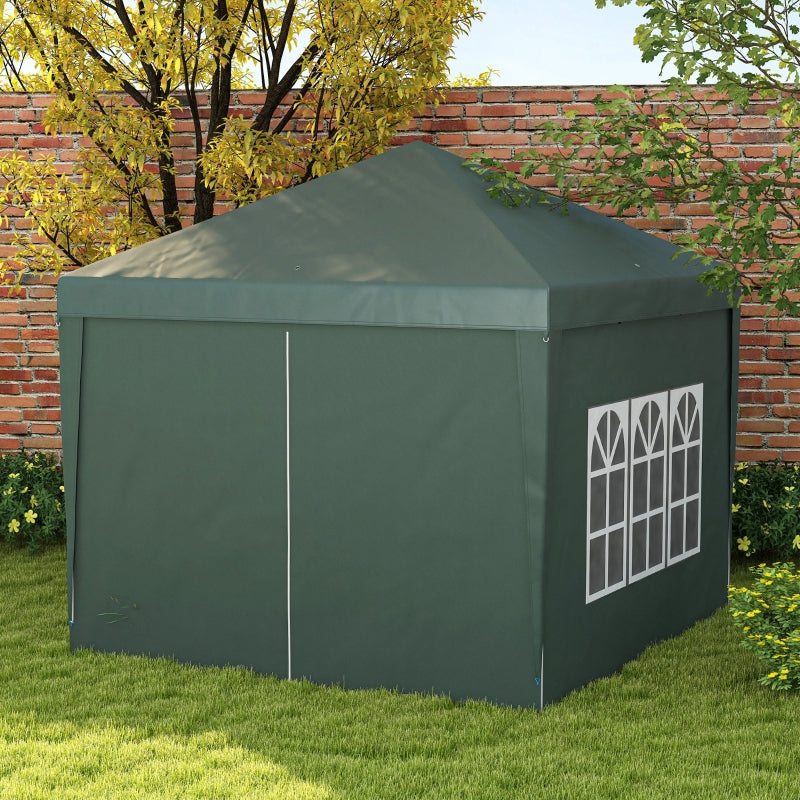 Outsunny 3 x 3m Pop Up Gazebo, Wedding Party Canopy Tent Marquee with Carry Bag and Windows, Green