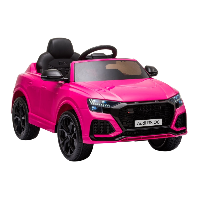 HOMCOM Compatible 6V Battery-powered Kids Electric Ride On Car Audi RS Q8 Toy with Parental Remote Control Music Lights USB MP3 Bluetooth Pink