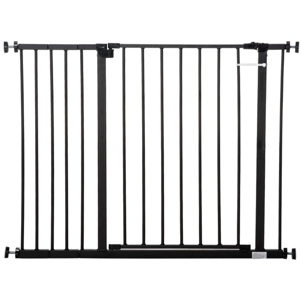 PawHut Dog Gate Pet Safety Gate Stair Barrier Auto Close Door Adjustable 76 - 107 cm, Black