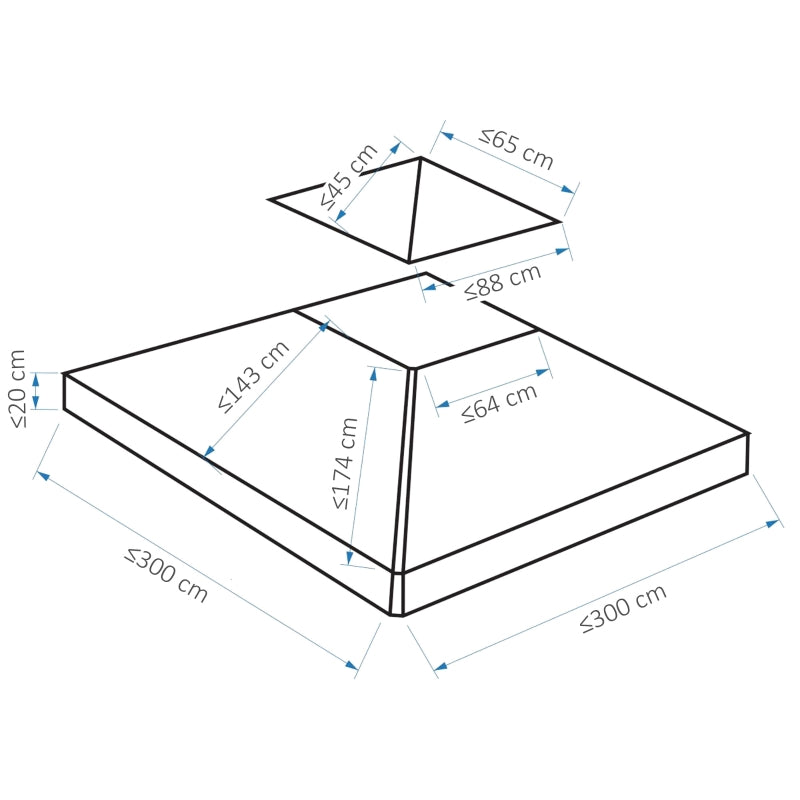 Outsunny 3 x 3(m) Canopy Top Cover for Double Tier Gazebo, Gazebo Replacement Pavilion Roof, Deep Beige (TOP ONLY)