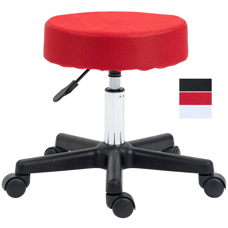 HOMCOM Hydraulic Swivel Salon Spa Stool Height Adjustable Facial Massage Tattoo with 3 Changeable Seat Covers, Black