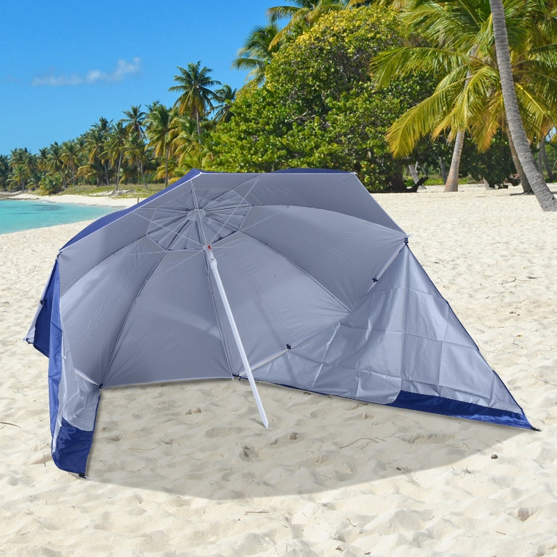 Outsunny 2m Beach Sport Umbrella Parasol-Coated Blue Polyester/Steel