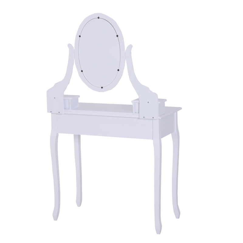 HOMCOM 5-Drawers Dressing Table Set W/ Mirror & Stool-White