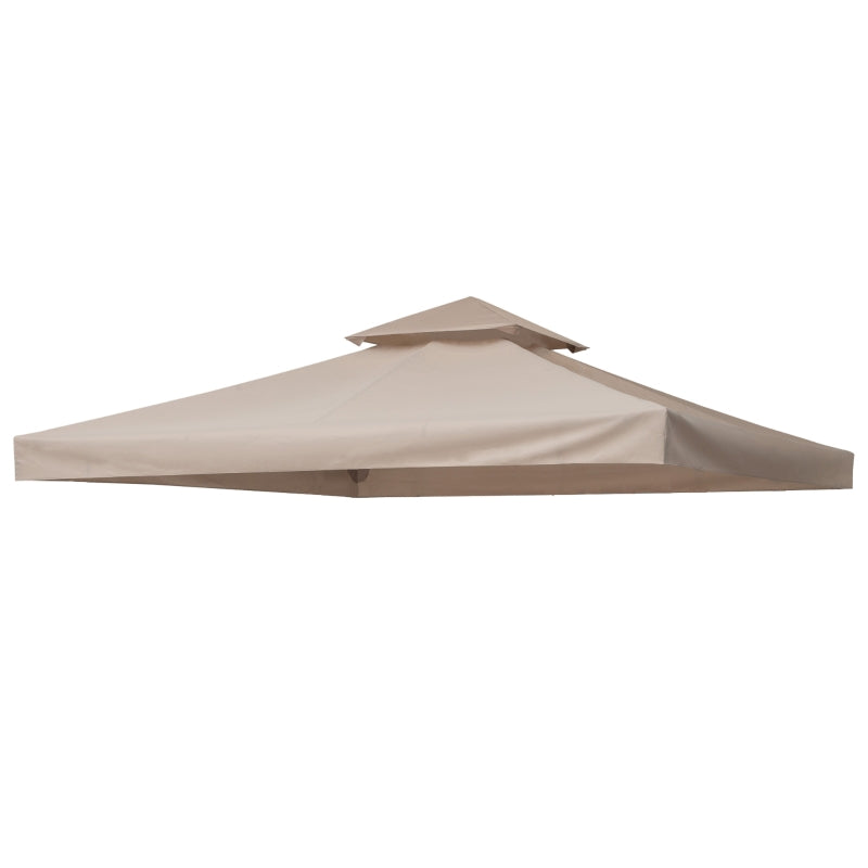 Outsunny 3 x 3(m) Canopy Top Cover for Double Tier Gazebo, Gazebo Replacement Pavilion Roof, Deep Beige (TOP ONLY)