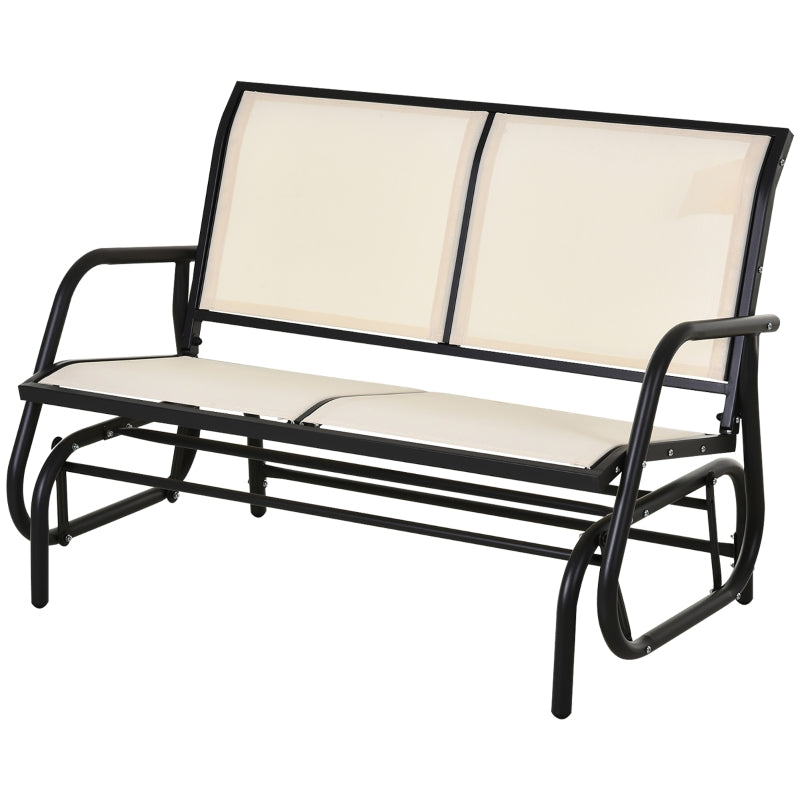 Outsunny 2-Person Outdoor Glider Bench Patio Double Swing Gliding Chair Loveseat w/Power Coated Steel Frame for Backyard Garden Porch, Beige