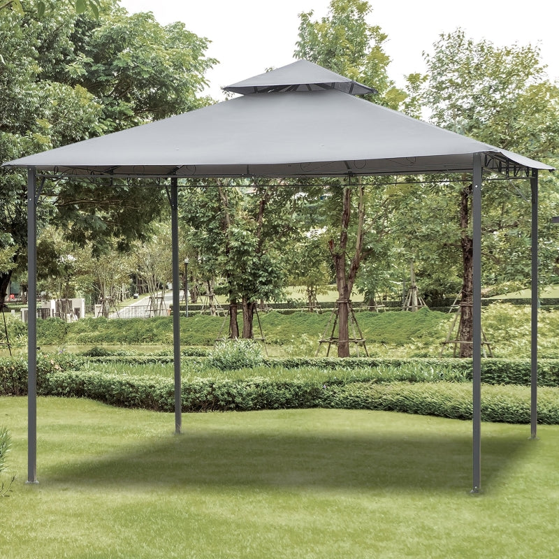 Outsunny 2-Tier Roof Gazebo, 300Lx300Wx264H cm, Steel Frame-Black/Grey