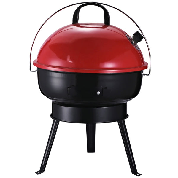 Outsunny Charcoal BBQ Charcoal Grill Metal Portable Tripod Grill Black Red