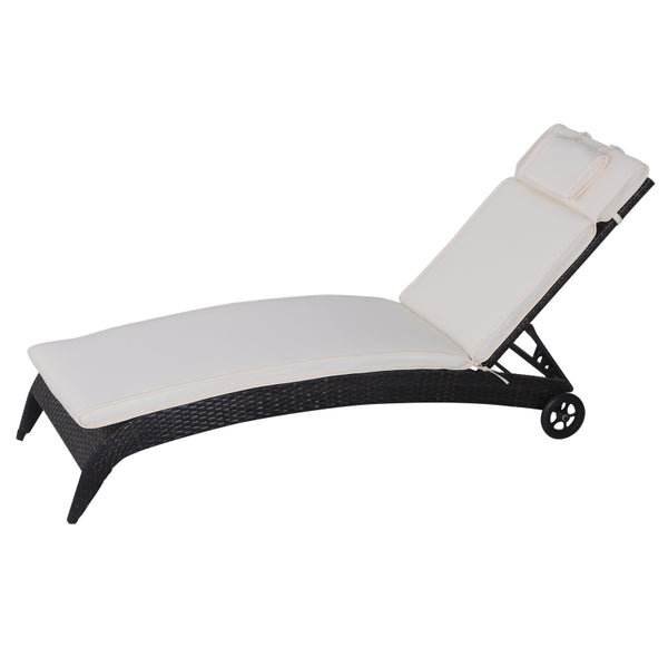 Outsunny Garden Sun Lounger Chair Cushion Reclining Relaxer Indoor Outdoor