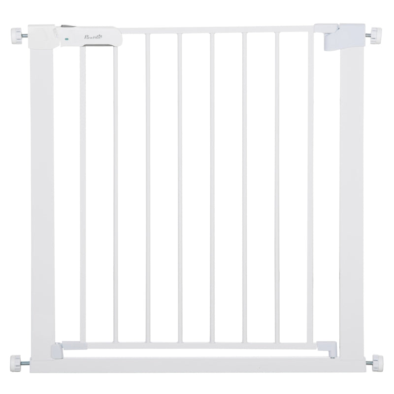 PawHut Adjustable Pet Safety Gate Dog Barrier Home Fence Room Divider Stair Guard Mounting White (76 H x 75-82W cm)