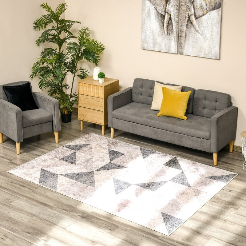 HOMCOM Modern Grey Rug, Geometric Area Rugs Large Carpet for Living Room, Bedroom, Dining Room, 160x230 cm