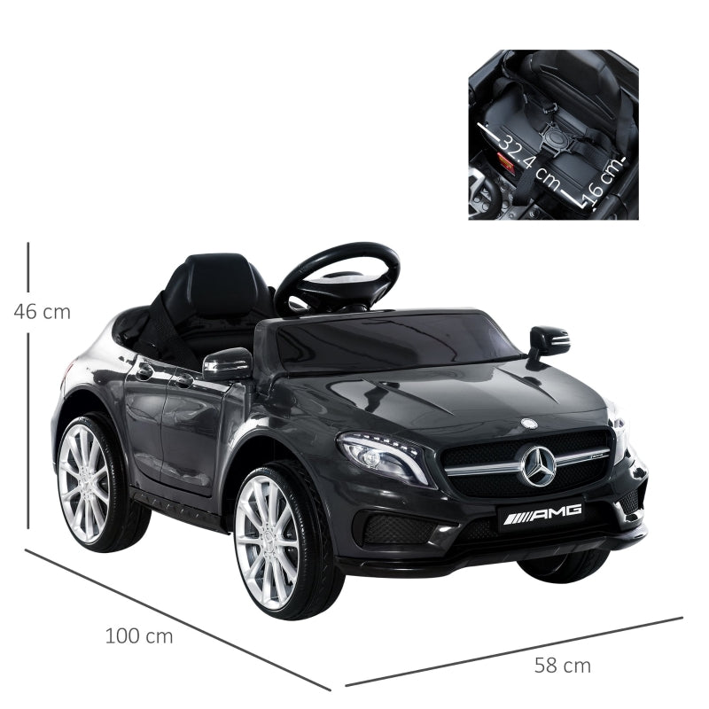 HOMCOM Compatible Kids Children Ride On Car Mercedes Benz GLA Licensed 6V Battery Rechargeable Headlight Music Remote Control  High/Low Speed Toy Black