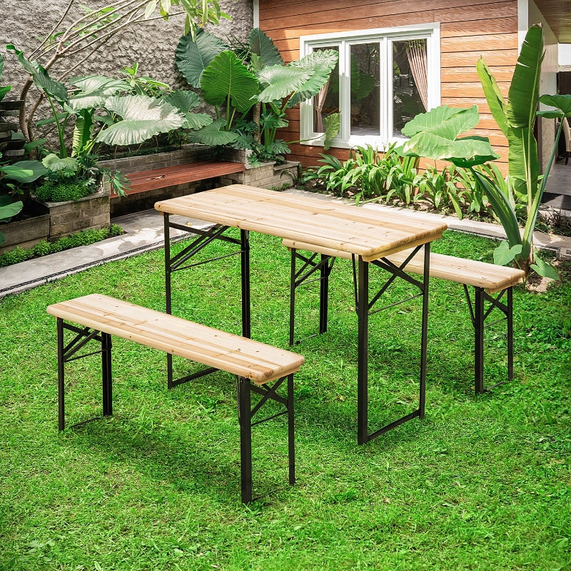 Outsunny Picnic Wooden Table and Bench Set