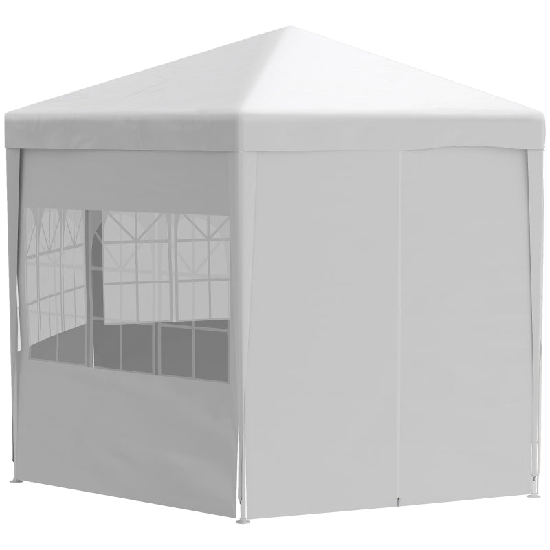 Outsunny 3.4m Gazebo Canopy Party Tent with 6 Removable Side Walls for Outdoor Event with Windows and Doors, White