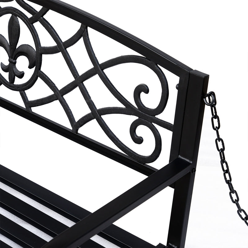 Outsunny Outdoor Porch Swing Seat Bench with Chains for the Yard, Deck, & Backyard, Black