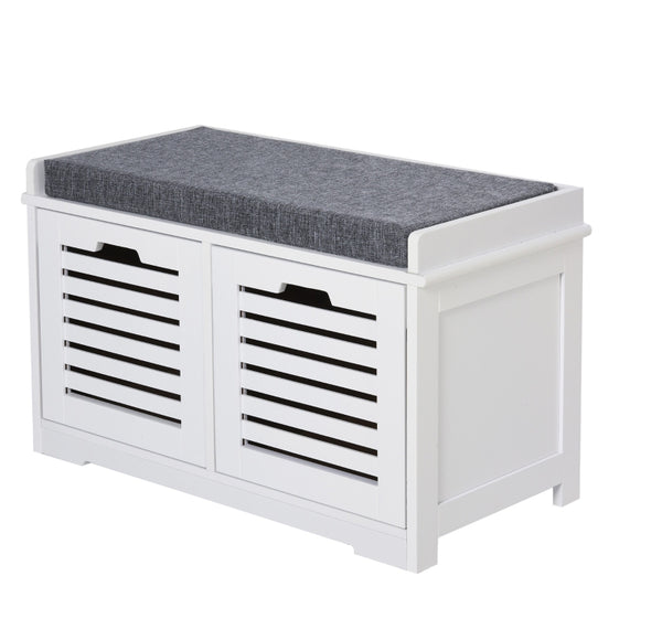 HOMCOM MDF Entryway 2-Drawer Shoe Bench White/Grey