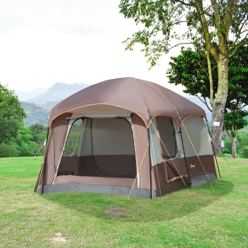 Outsunny 3-4 Man Two Room Camping Tent with Vestibule, UV50+ Cabin Tent with 3000 mm Water Column, Groundsheet, Portable Carry Bag, for Travel Hiking