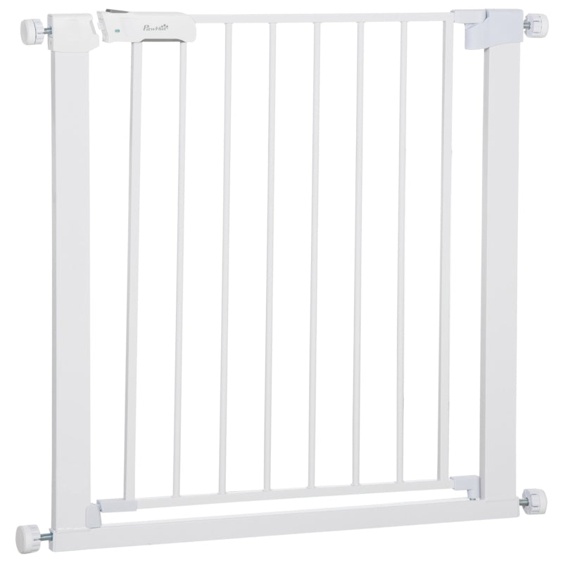 PawHut Adjustable Pet Safety Gate Dog Barrier Home Fence Room Divider Stair Guard Mounting White (76 H x 75-82W cm)