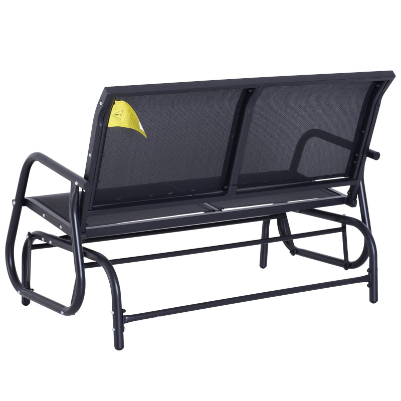 Outsunny 2-Person Outdoor Glider Bench Patio Double Swing Gliding Chair Loveseat w/Power Coated Steel Frame for Backyard Garden Porch, Black