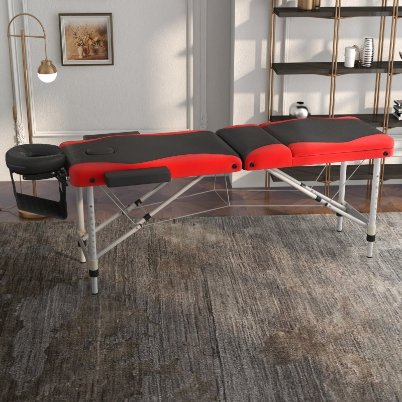 HOMCOM Foldable Massage Table Professional Salon SPA Facial Couch Bed Black and Red