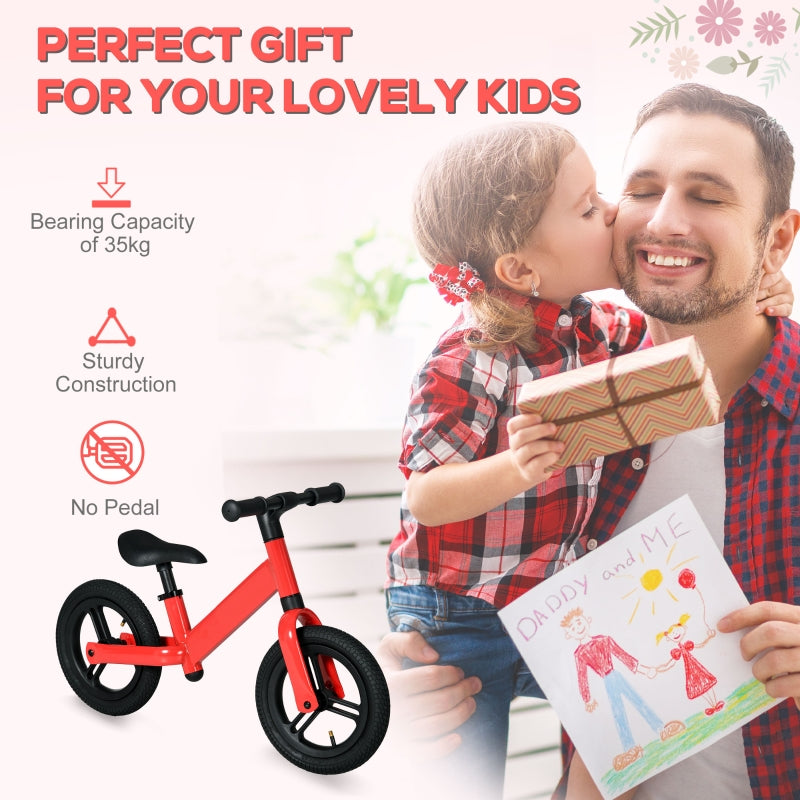 AIYAPLAY 12" Kids Balance Bike, No Pedal Training Bike for Children with Adjustable Seat, 360° Rotation Handlebars - Red