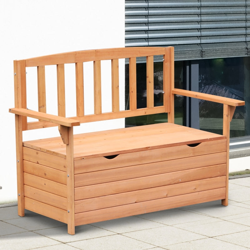 Outsunny Outdoor Garden Storage Bench Patio Box All Weather Deck Fir Wood Solid Seating