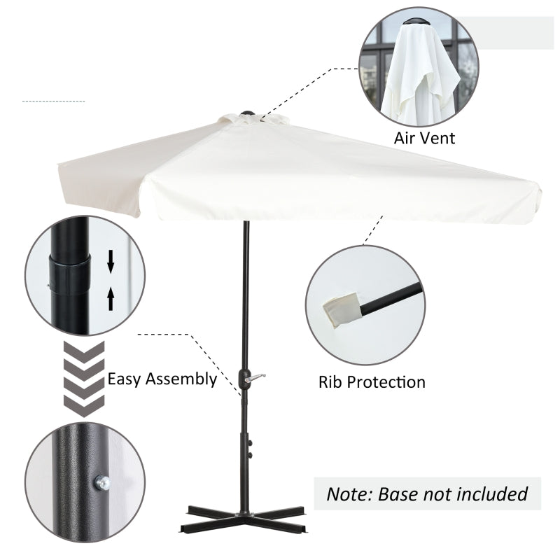 Outsunny 2.3m Half Parasol Semi Round Umbrella Patio Metal Frame Crank Handle for Balcony-- NO BASE INCLUDED, Cream White