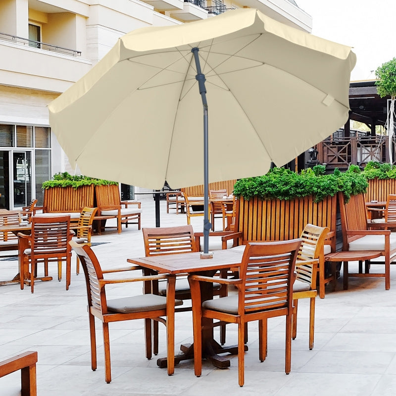 Outsunny 2.2M Tilt Beach Umbrella Parasol-Cream White