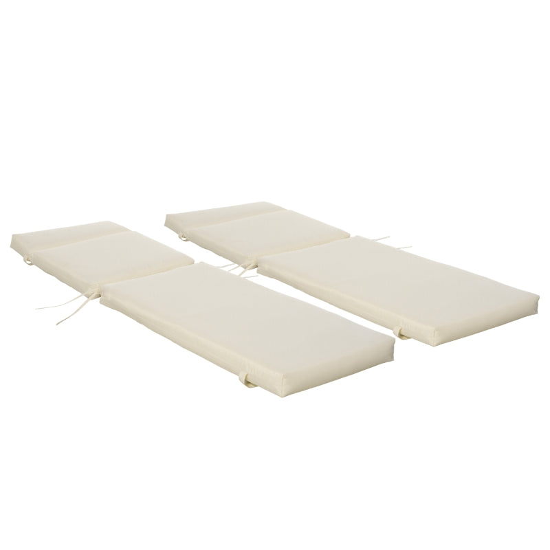 Outsunny Set of 2 Sun Lounger Cushion Non-Slip Seat Pads Garden Patio Reclining Chair for Indoor Outdoor, 196 x 55cm, Cream White