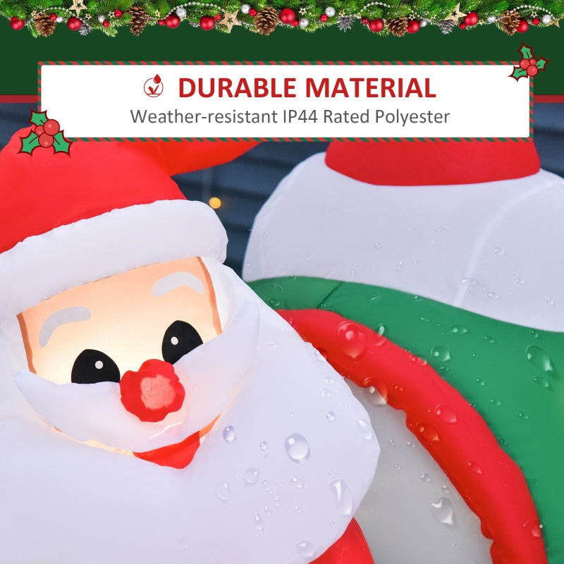 HOMCOM 1.2m Christmas Inflatable Decoration with Santa Claus on Plane, Gift in Penguin, Light Up Blow Up Santa Outdoor, Xmas Decor for Holiday Party