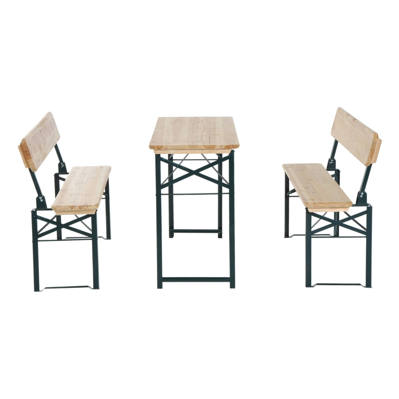 Outsunny 3 pcs Wooden Table Bench Set